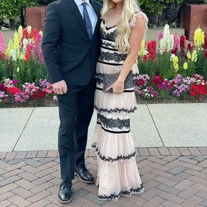 BCBG tiered tulle gown